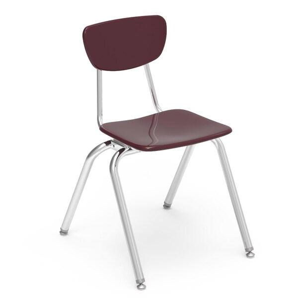 Virco 3000 Series 18" Classroom Chair, 5th Grade - Adult with Nylon Glides - Wine Seat - 3018