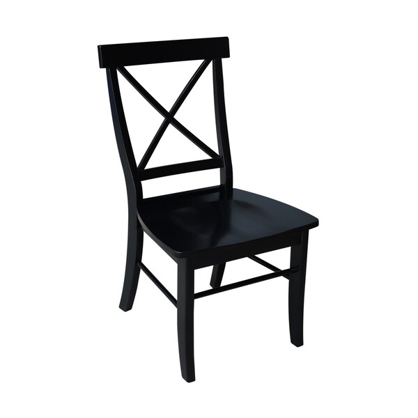 International Concepts Set of 2 X-Back Chairs with Solid Wood Seats, Black Seat, Wood Back, 18.9 in W 22.2 in L 36.9 in H - C46-613P