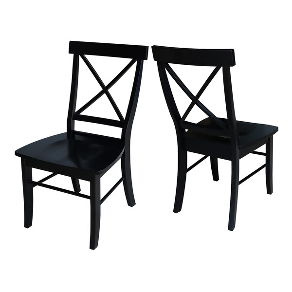 International Concepts Set of 2 X-Back Chairs with Solid Wood Seats, Black Seat, Wood Back, 18.9 in W 22.2 in L 36.9 in H - C46-613P