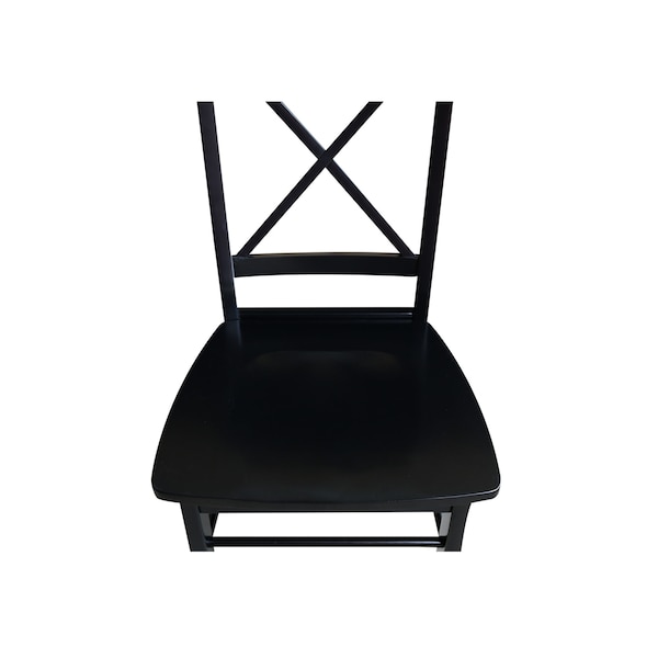 International Concepts Set of 2 X-Back Chairs with Solid Wood Seats, Black Seat, Wood Back, 18.9 in W 22.2 in L 36.9 in H - C46-613P