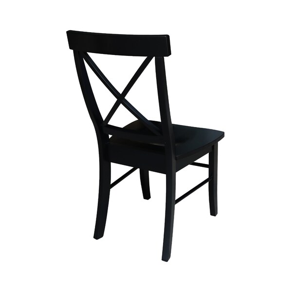 International Concepts Set of 2 X-Back Chairs with Solid Wood Seats, Black Seat, Wood Back, 18.9 in W 22.2 in L 36.9 in H - C46-613P
