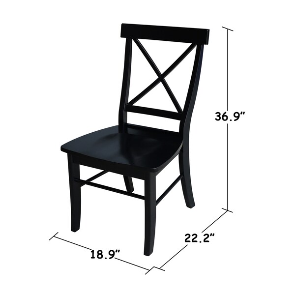International Concepts Set of 2 X-Back Chairs with Solid Wood Seats, Black Seat, Wood Back, 18.9 in W 22.2 in L 36.9 in H - C46-613P