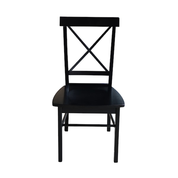 International Concepts Set of 2 X-Back Chairs with Solid Wood Seats, Black Seat, Wood Back, 18.9 in W 22.2 in L 36.9 in H - C46-613P