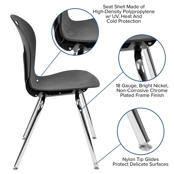Flash Furniture Advantage Titan Black Student Stack School Chair, 18" - ADV-TITAN-18BLK