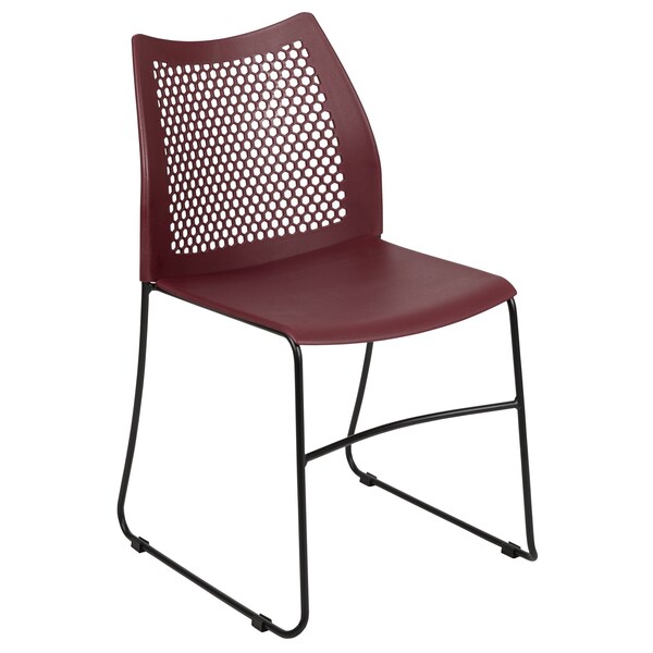 Flash Furniture Burgundy Plastic Stack Chair, PK5 - 5-RUT-498A-BY-GG
