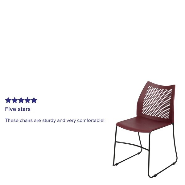 Flash Furniture Burgundy Plastic Stack Chair, PK5 - 5-RUT-498A-BY-GG