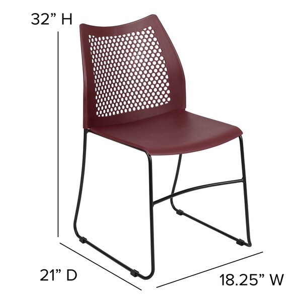 Flash Furniture Burgundy Plastic Stack Chair, PK5 - 5-RUT-498A-BY-GG