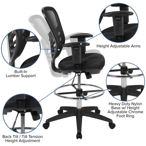 Flash Furniture Black Draft Chair, Black Frame - HL-0001-1CBLACK-GG
