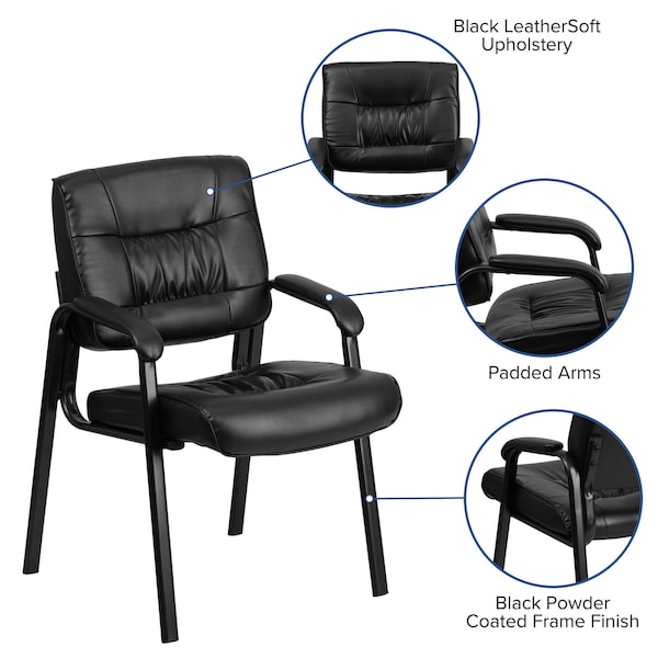 Flash Furniture Contemporary Side Reception Chair, Black Seat, Black Back, 23 1/4" W 26" L 36" H, Padded - BT-1404-GG