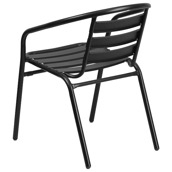 Flash Furniture Lila 4 Pack Black Metal Restaurant Stack Chair with Aluminum Slats - 4-TLH-017C-BK-GG
