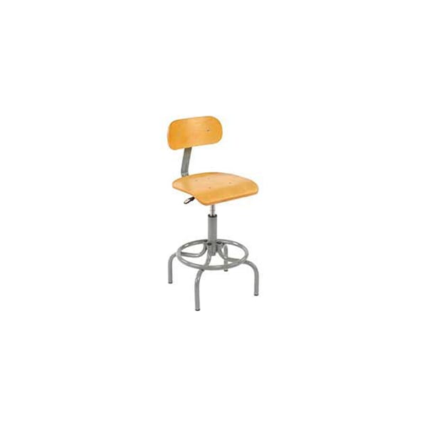 Global Industrial Swivel Stool With Pneumatic Height Adjustment, Wooden - 240150