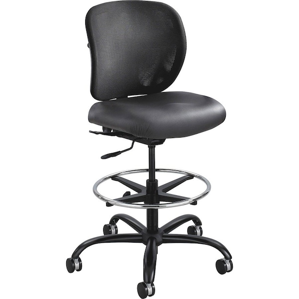 Safco Heavy Duty Stool, 26"x26"x39"to48-1/2", BK/ Vinyl Seat - SAF3394BV