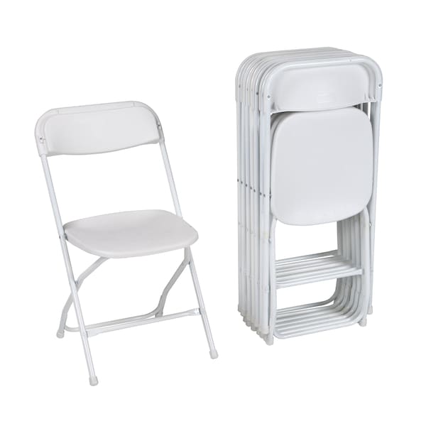Zown Folding Chair, Stacking, Resin, White, Banquet, PK8 - 60540WHT8E