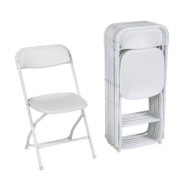 Zown Folding Chair, Stacking, Resin, White, Banquet, PK8 - 60540WHT8E