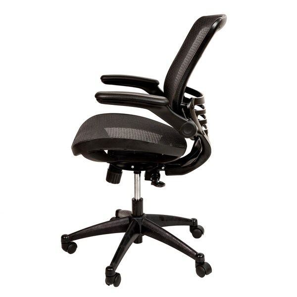 Flash Furniture Black Mid-Back Mesh Office Chair with Flip-Up Arms - BL-8801X-BK-GG