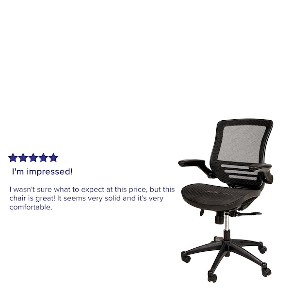 Flash Furniture Black Mid-Back Mesh Office Chair with Flip-Up Arms - BL-8801X-BK-GG
