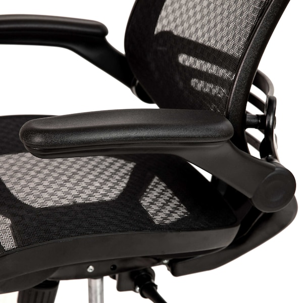 Flash Furniture Black Mid-Back Mesh Office Chair with Flip-Up Arms - BL-8801X-BK-GG