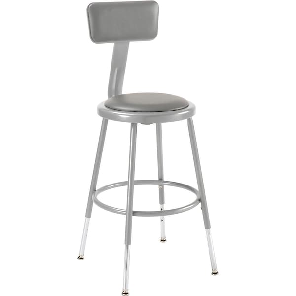 Interion By Global Industrial Interion Steel Shop Stool w/Backrest and Padded Seat, Adjustable Height 19, 27, GRY, 2PK - 244872