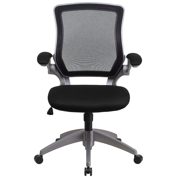 Flash Furniture Mesh Task Chair, 21-, Padded Flip-up, Back, Seat: Black; Frame: Gray - BL-ZP-8805-BK-GG