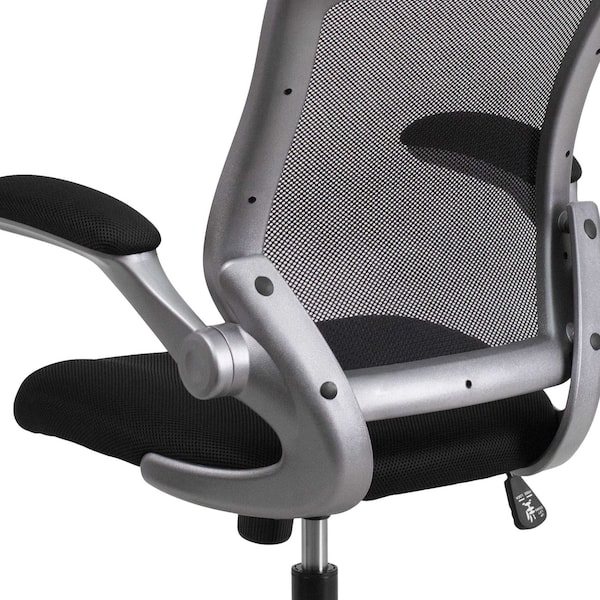 Flash Furniture Mesh Task Chair, 21-, Padded Flip-up, Back, Seat: Black; Frame: Gray - BL-ZP-8805-BK-GG