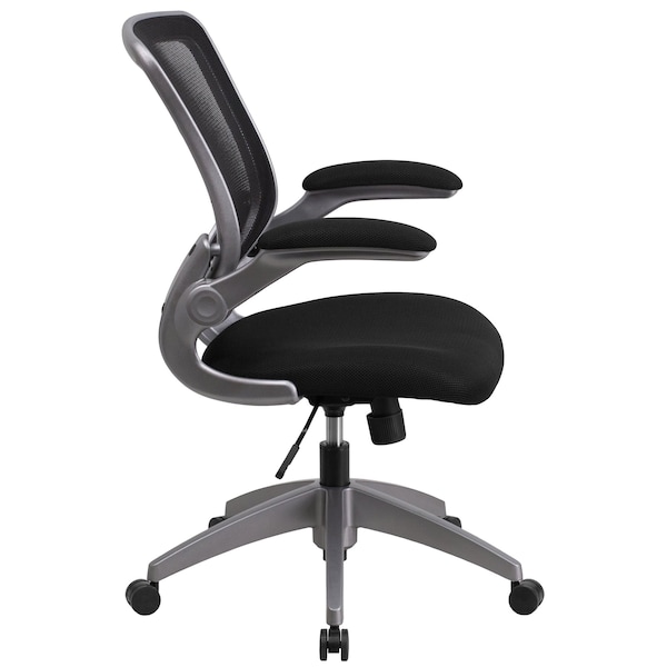 Flash Furniture Mesh Task Chair, 21-, Padded Flip-up, Back, Seat: Black; Frame: Gray - BL-ZP-8805-BK-GG