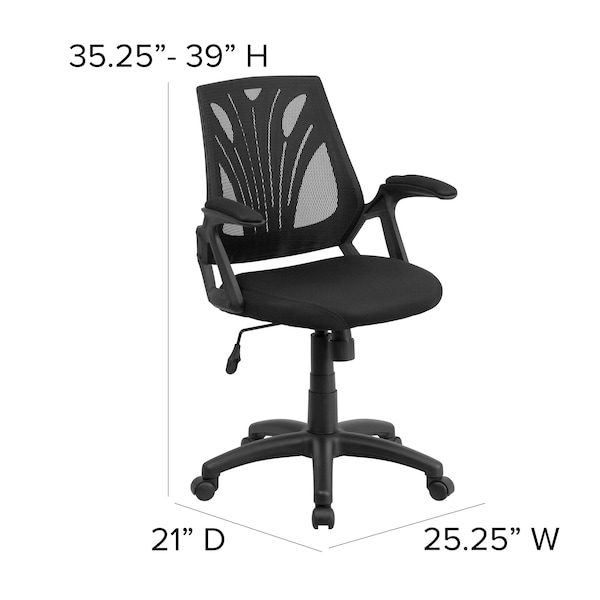 Flash Furniture Mesh Task Chair, 21 1/2-, Padded, Back, Seat, Frame: Black - GO-WY-82-GG