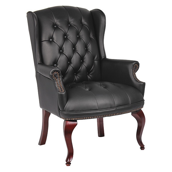 Boss Traditional Guest Chair, 29 in W 32" L 41-1/2" H, Fixed, Vinyl Seat - B809-BK
