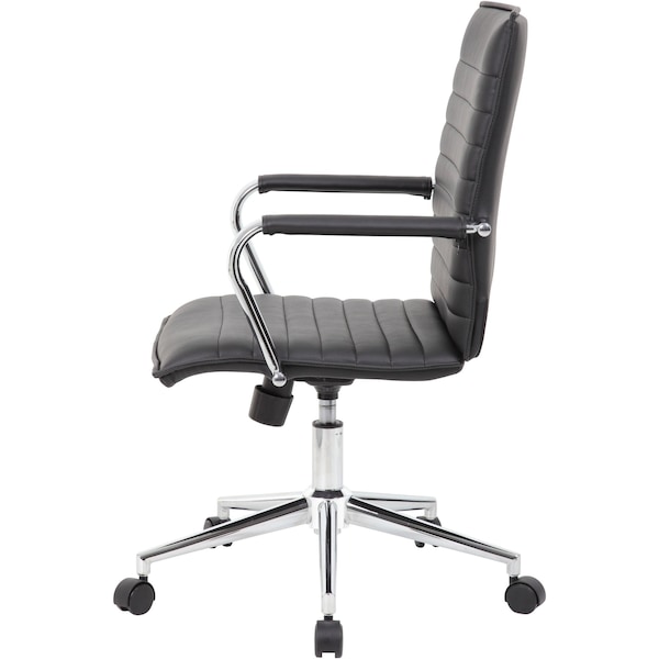 Boss B9533C Task Chair, Black Back, 23 in W 26" L 38-1/2" H, Fixed, Vinyl Seat - B9533C-BK