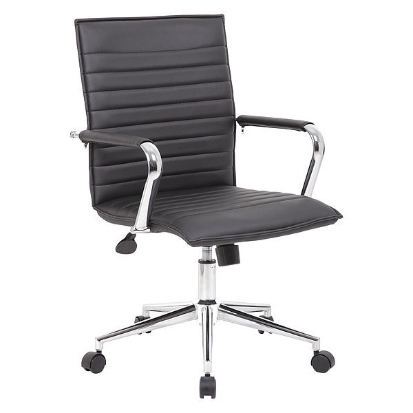 Boss B9533C Task Chair, Black Back, 23 in W 26" L 38-1/2" H, Fixed, Vinyl Seat - B9533C-BK