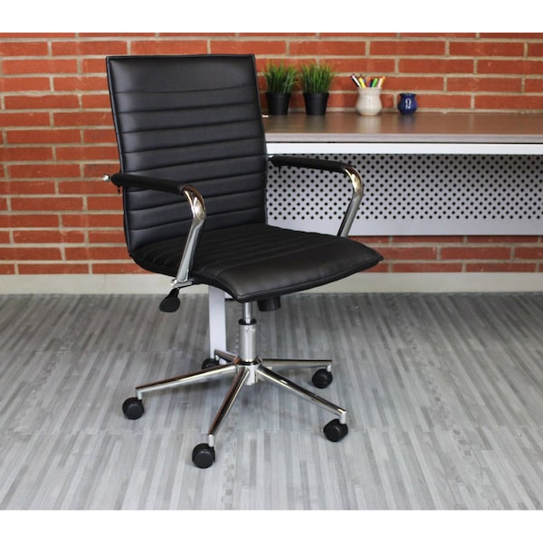 Boss B9533C Task Chair, Black Back, 23 in W 26" L 38-1/2" H, Fixed, Vinyl Seat - B9533C-BK