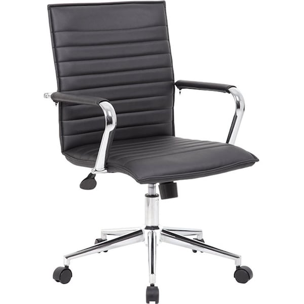 Boss B9533C Task Chair, Black Back, 23 in W 26" L 38-1/2" H, Fixed, Vinyl Seat - B9533C-BK