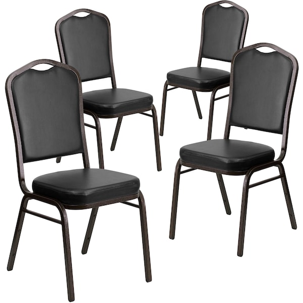 Flash Furniture Black Vinyl Banquet Chair - 4-FD-C01-GOLDVEIN-BK-VY-GG