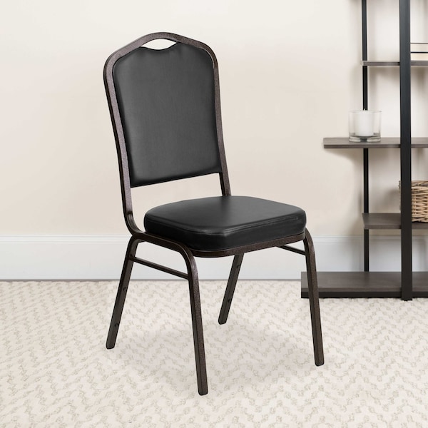 Flash Furniture Black Vinyl Banquet Chair - 4-FD-C01-GOLDVEIN-BK-VY-GG