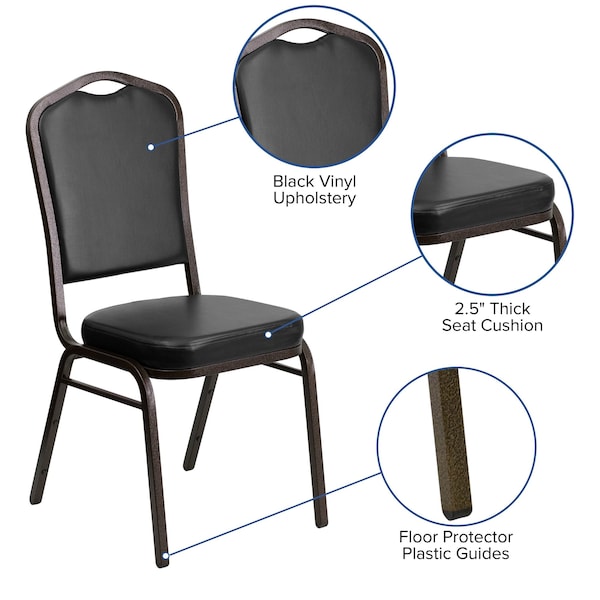 Flash Furniture Black Vinyl Banquet Chair - 4-FD-C01-GOLDVEIN-BK-VY-GG