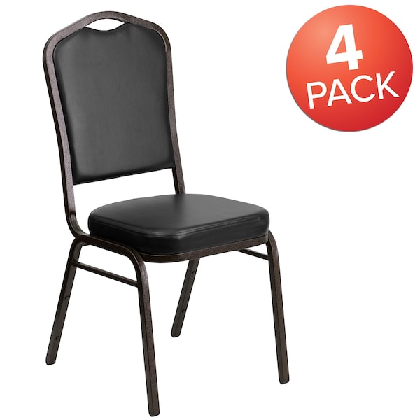 Flash Furniture Black Vinyl Banquet Chair - 4-FD-C01-GOLDVEIN-BK-VY-GG