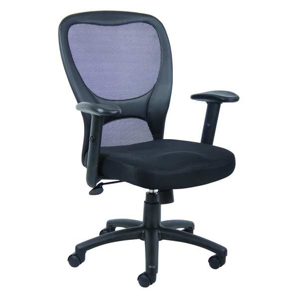 Zoro Select Desk Chair Desk Chair, Adjustable Arms, 18" to 21-1/2" Height, Mesh, Black - 36FJ99