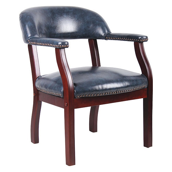 Boss Ivy League Executive Chair, Wood Back, 24 in W 26" L 31" H, Fixed, Vinyl Seat - B9540-BE