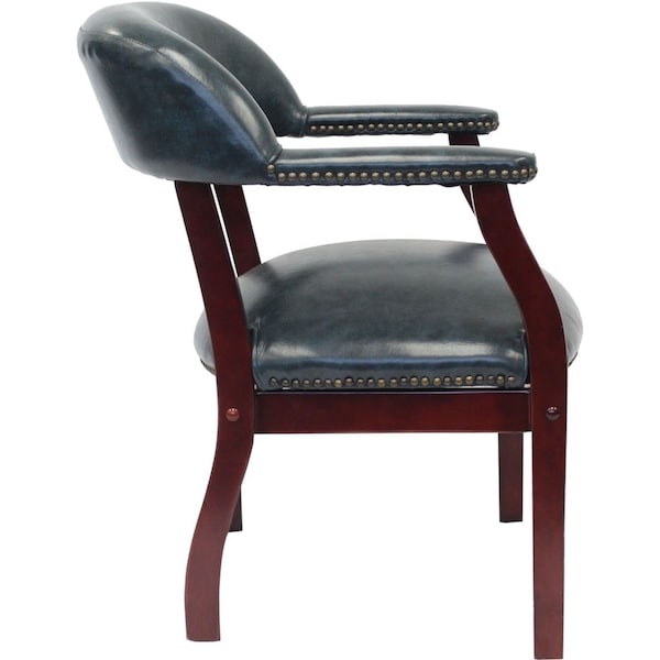 Boss Ivy League Executive Chair, Wood Back, 24 in W 26" L 31" H, Fixed, Vinyl Seat - B9540-BE