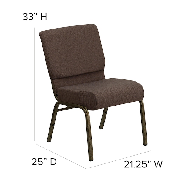 Flash Furniture Hercules Church Chair, Brown Back, 21-1/4 in W 25" L 33" H, Fabric Seat - FD-CH0221-4-GV-S0819-GG