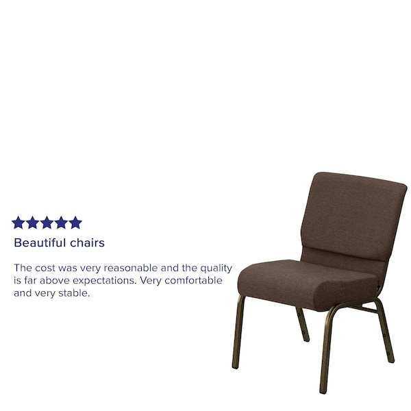 Flash Furniture Hercules Church Chair, Brown Back, 21-1/4 in W 25" L 33" H, Fabric Seat - FD-CH0221-4-GV-S0819-GG