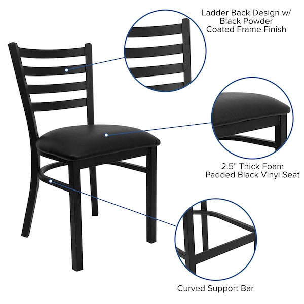 Flash Furniture Hercules Restaurant Chair, 16-1/2 in W 17" L 32-1/4" H - XU-DG694BLAD-BLKV-GG