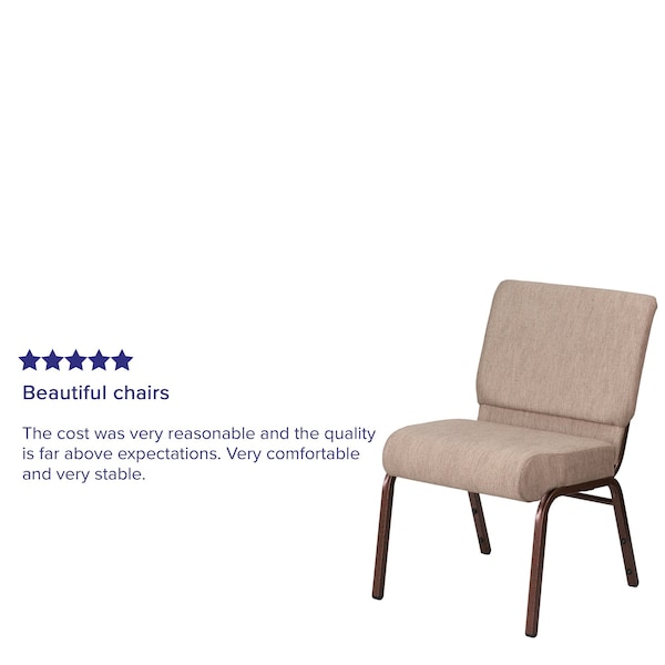 Flash Furniture Hercules Church Chair, 21-1/4 in W 25" L 33" H, Fabric Seat - FD-CH0221-4-CV-BGE1-GG