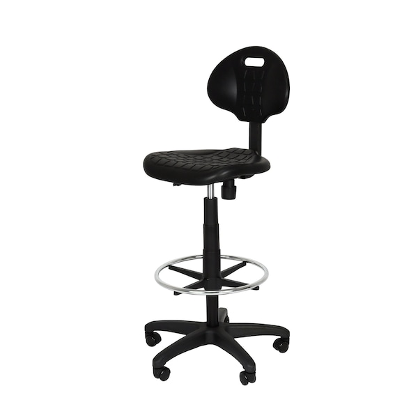 National Public Seating Polyurethane Task Chair, 22" to 32", No Arms, Black - 6722HB
