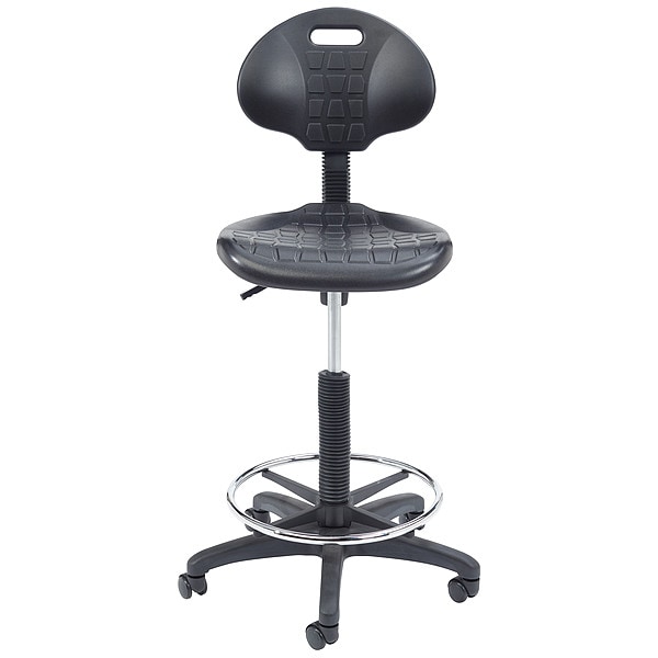 National Public Seating Polyurethane Task Chair, 22" to 32", No Arms, Black - 6722HB