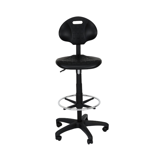 National Public Seating Polyurethane Task Chair, 22" to 32", No Arms, Black - 6722HB