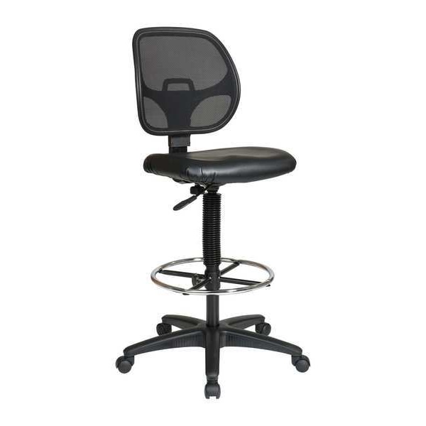 Office Star Vinyl Drafting Chair, 24" to 34-7/8", Black - DC2990V