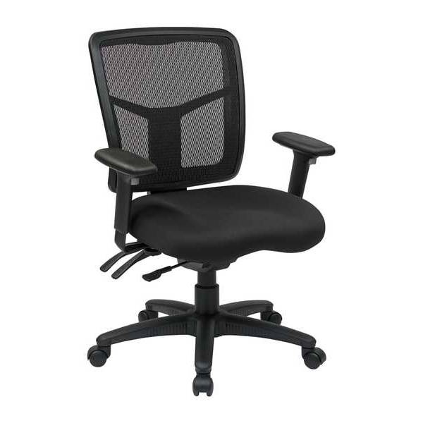 Office Star Managerial Chair Desk Chair, Adjustable Arms, 18-1/4" to 22" Height, Fabric, Black - 92343-30