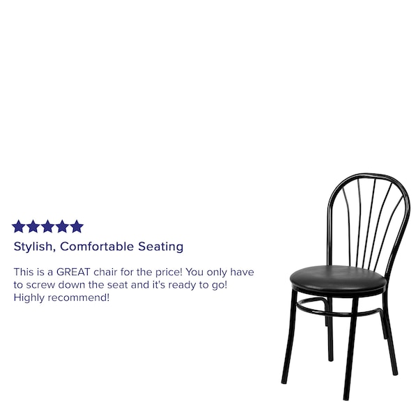 Flash Furniture Hercules Dining Chair, Black Back, 16 in W 20" L 34-1/2" H - XU-698B-BLKV-GG