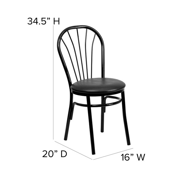 Flash Furniture Hercules Dining Chair, Black Back, 16 in W 20" L 34-1/2" H - XU-698B-BLKV-GG