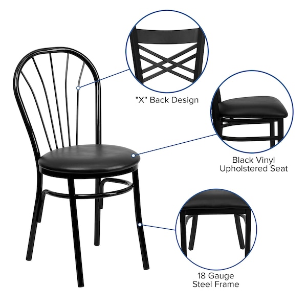 Flash Furniture Hercules Dining Chair, Black Back, 16 in W 20" L 34-1/2" H - XU-698B-BLKV-GG